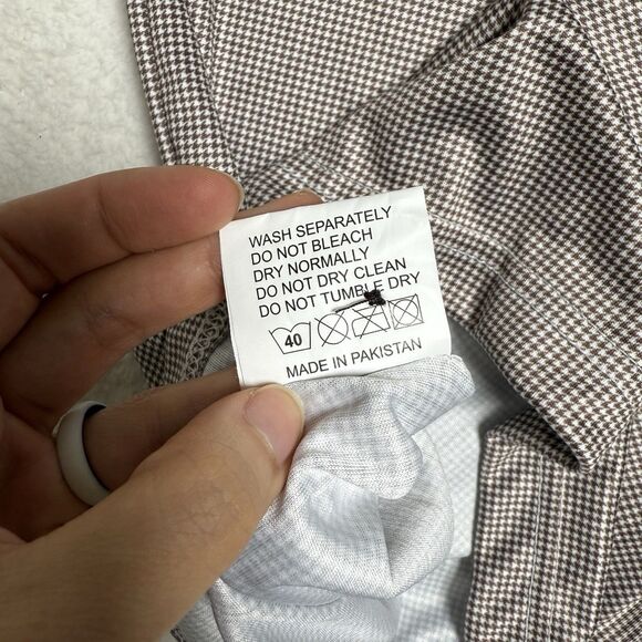 Collars & Co Mens Semi Spread Collar Polo Size M Brown Houndstooth Golf Preppy - Picture 5 of 8